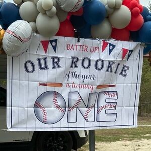 Boy’s First Birthday Our Rookie of the year is Turning One Banner & Decor
